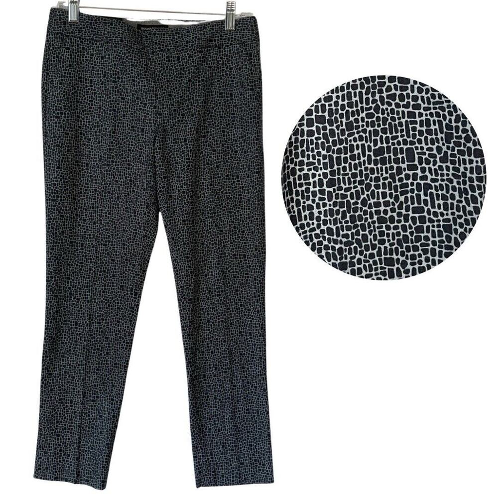 Banana Republic Pants Size 2 Navy Blue Print Hampton Fit Flat Front Ankle NEW